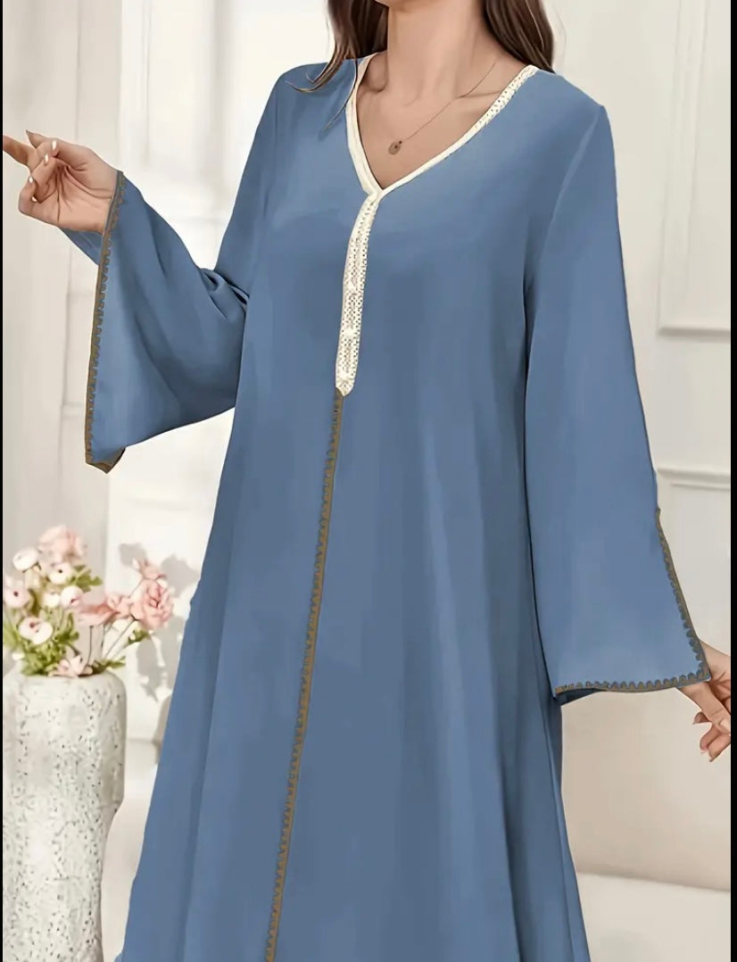 Royal Paisley Embroidered Kaftan – Premium Moroccan Style Jalabiya