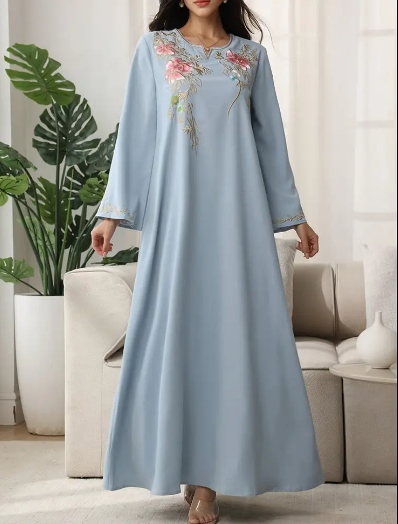 Elegant And Loose Daily Long Robe for Women with Embroidery.