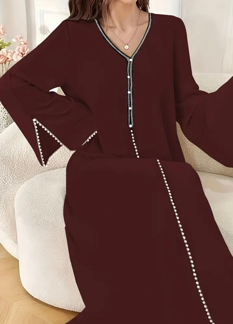 Royal Paisley Embroidered Kaftan – Premium Moroccan Style Jalabiya