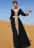 Premium Pearl-Encrusted Leopard Kaftan