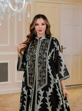 Luxury 2-Piece Black & Silver Embroidered Abaya Set with Inner Dress