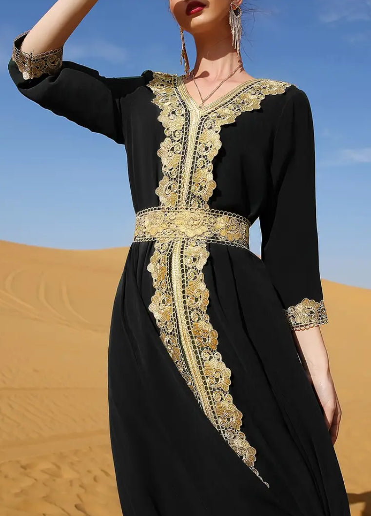 Premium Pearl-Encrusted Leopard Kaftan