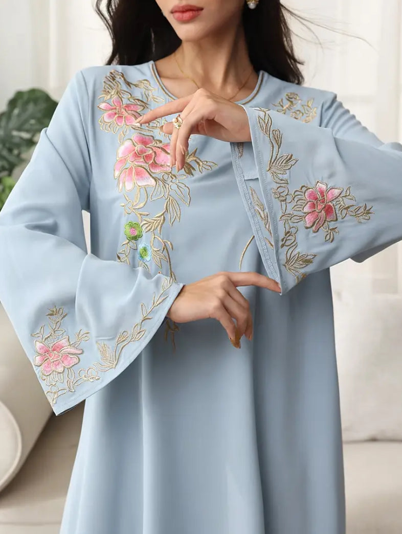 Elegant And Loose Daily Long Robe for Women with Embroidery.