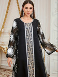 Luxury Black & Silver Sunflower Motif Jalabiya with Premium Embroidery