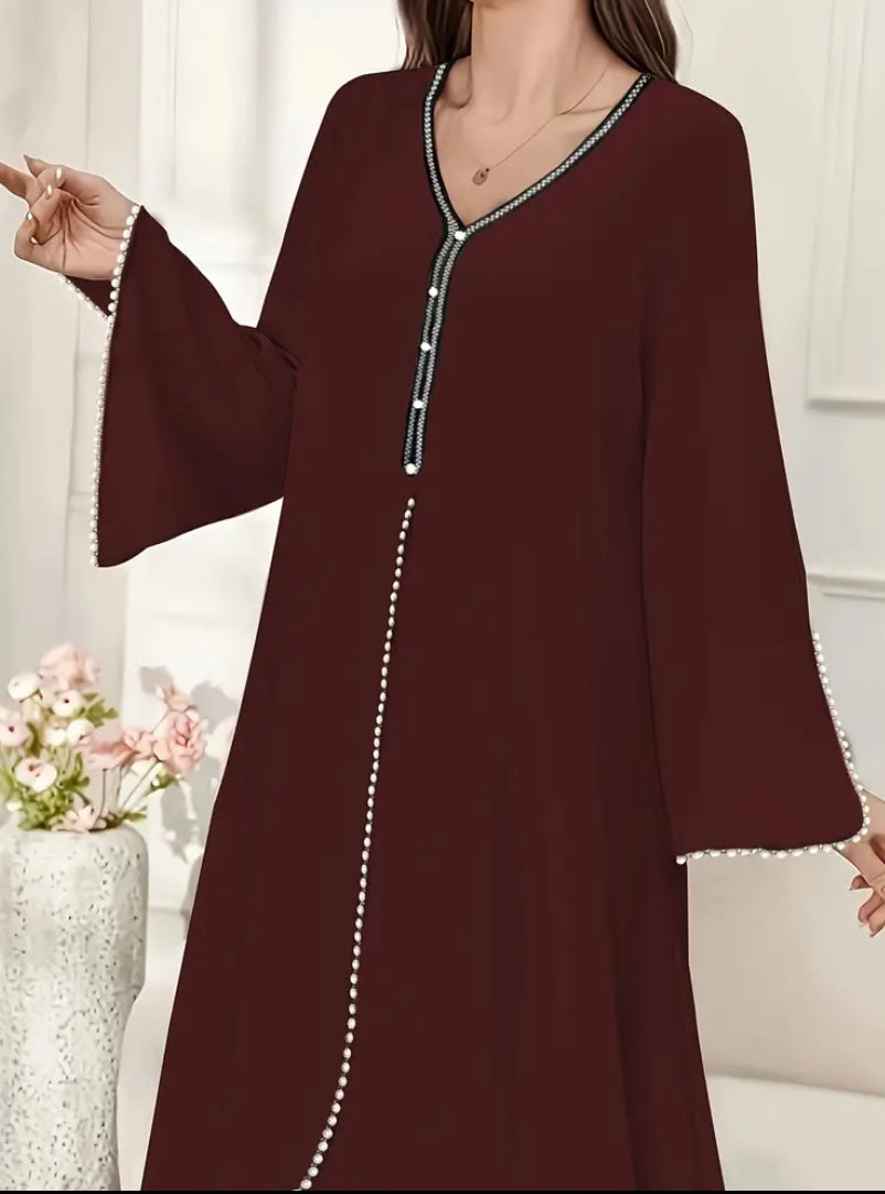 Royal Paisley Embroidered Kaftan – Premium Moroccan Style Jalabiya