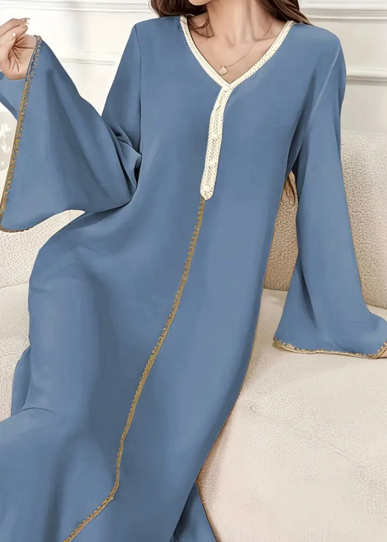 Royal Paisley Embroidered Kaftan – Premium Moroccan Style Jalabiya