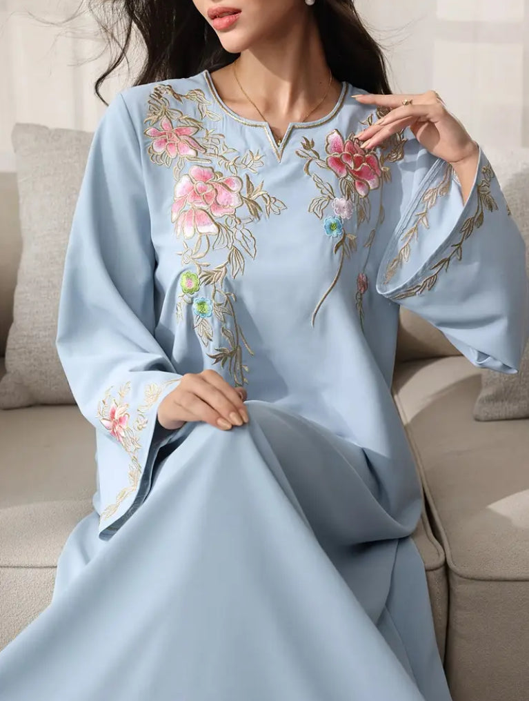 Elegant And Loose Daily Long Robe for Women with Embroidery.