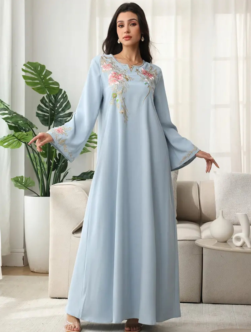 Elegant And Loose Daily Long Robe for Women with Embroidery.
