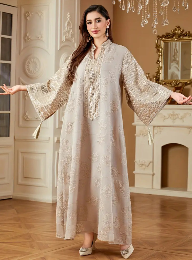 Elegant Sequined Ramadan Kaftan Dress