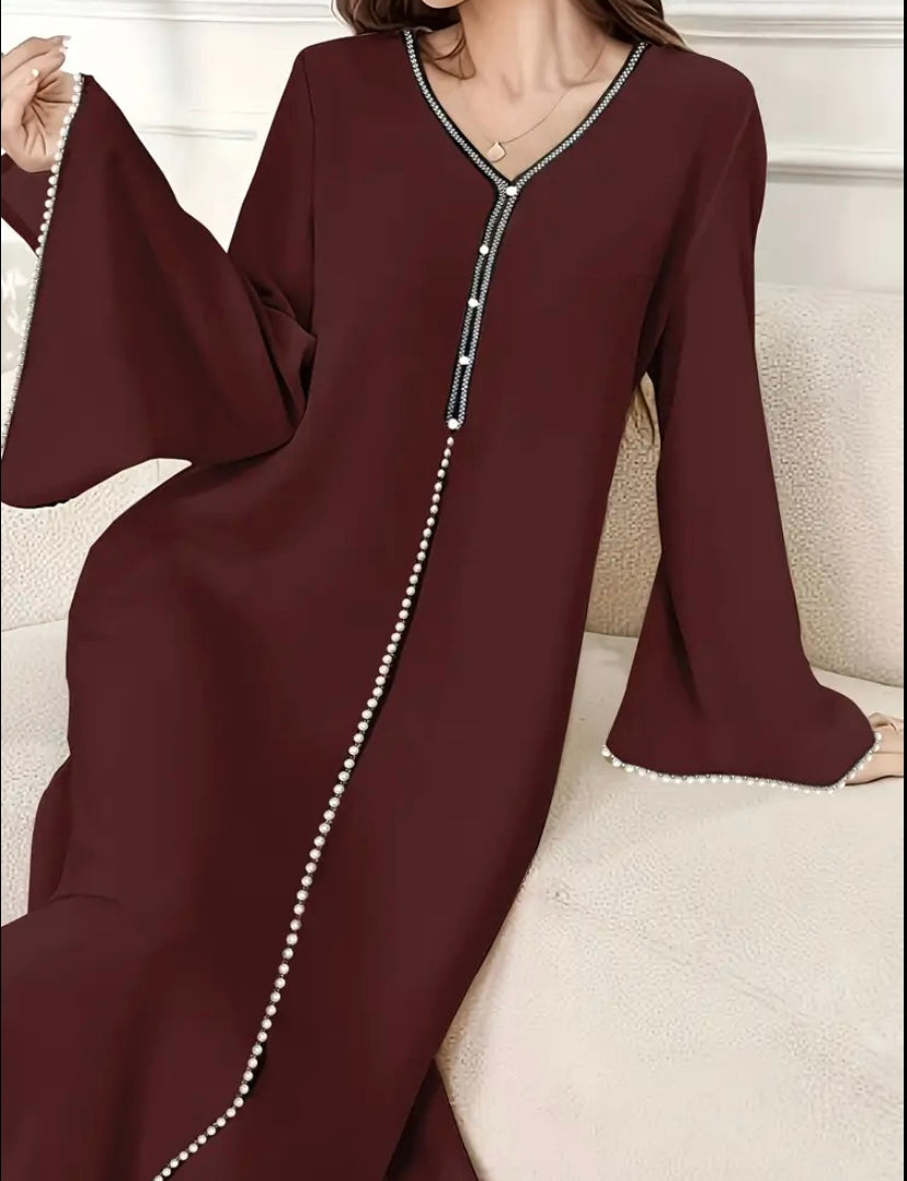 Royal Paisley Embroidered Kaftan – Premium Moroccan Style Jalabiya